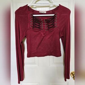 Hot & Delicious size M long sleeve burgundy crop top